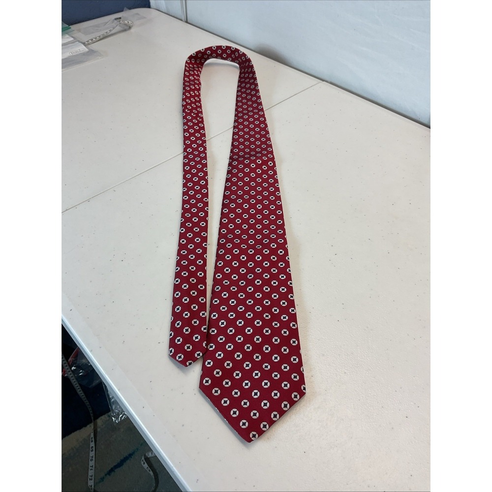 NWT Brooks Brothers 346 Red Blue Geometric 100% Silk italian woven Mens Neck Tie